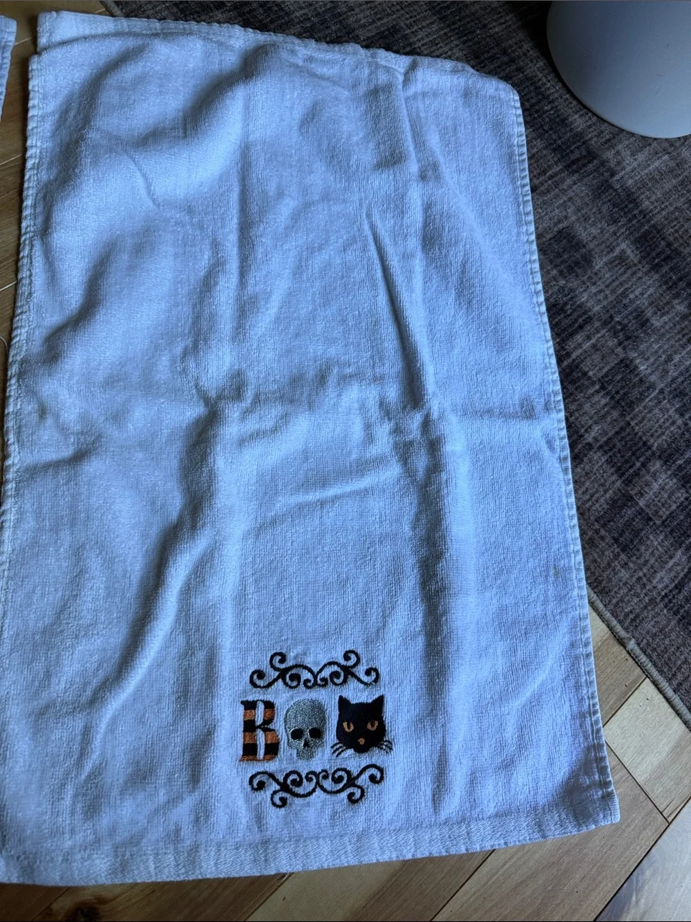 Haunted Farms Halloween Kitchen Towel Set - White & Orange